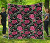 Watercolor Peony Pattern Print Quilt