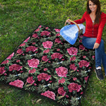Watercolor Peony Pattern Print Quilt
