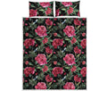 Watercolor Peony Pattern Print Quilt Bed Set