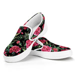 Watercolor Peony Pattern Print White Slip On Shoes
