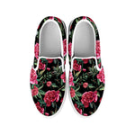 Watercolor Peony Pattern Print White Slip On Shoes