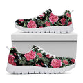 Watercolor Peony Pattern Print White Running Shoes