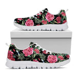 Watercolor Peony Pattern Print White Sneakers