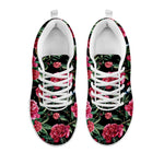 Watercolor Peony Pattern Print White Sneakers