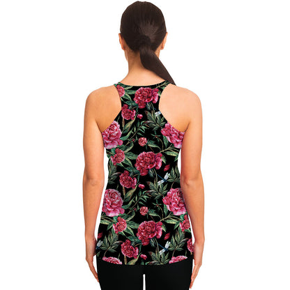 Watercolor Peony Pattern Print Women's Racerback Tank Top