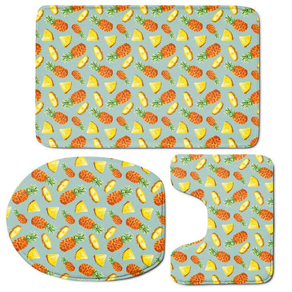 Watercolor Pineapple Pattern Print 3 Piece Bath Mat Set