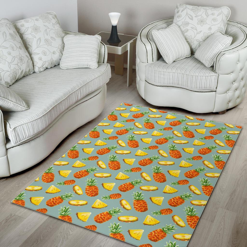 Watercolor Pineapple Pattern Print Area Rug GearFrost