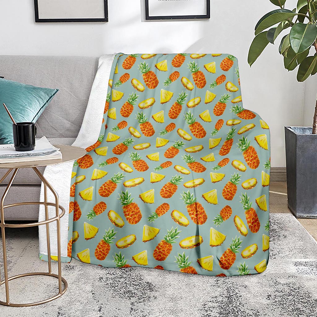 Watercolor Pineapple Pattern Print Blanket