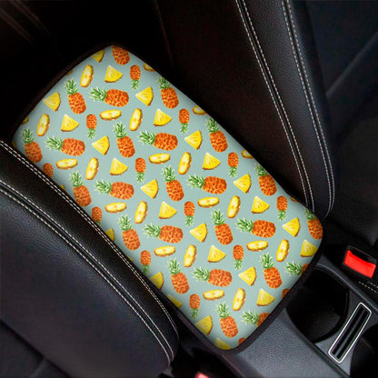 Watercolor Pineapple Pattern Print Car Center Console Cover