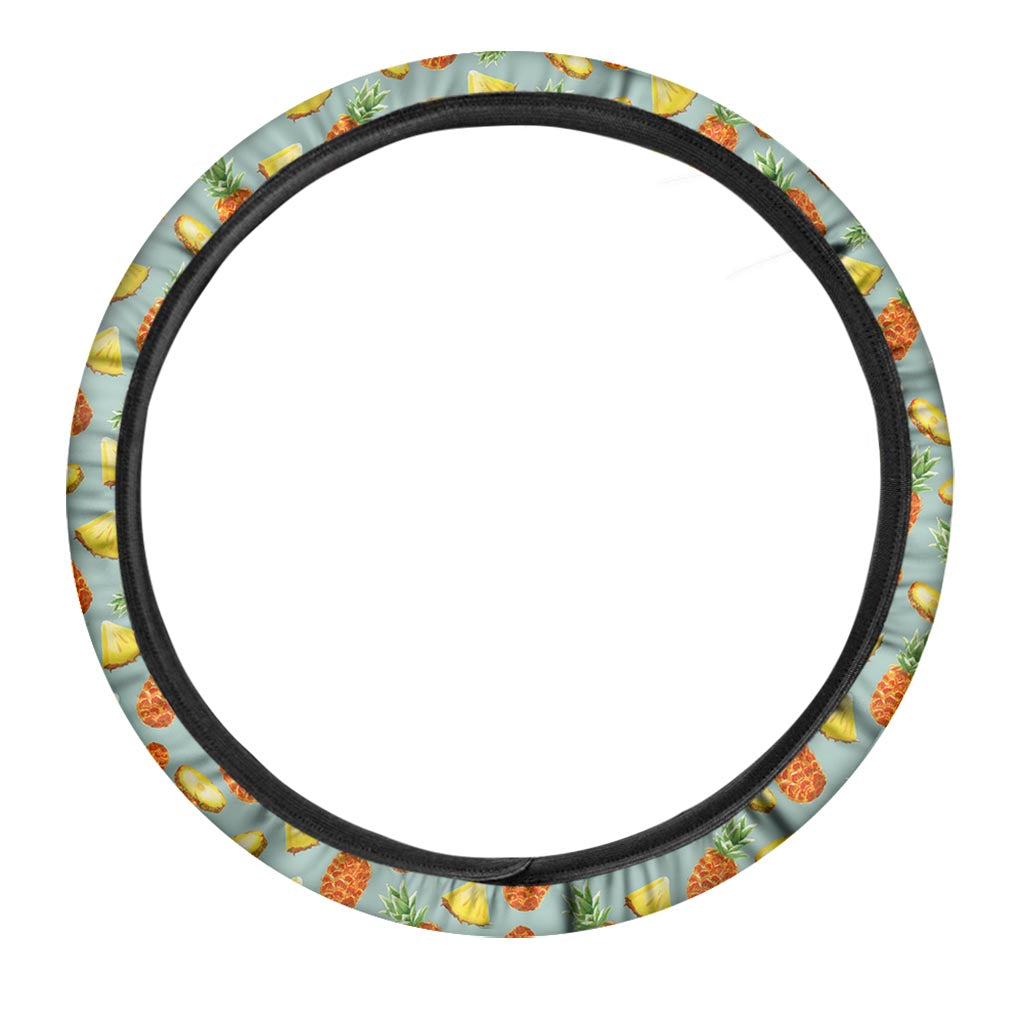 Watercolor Pineapple Pattern Print Car Steering Wheel Cover