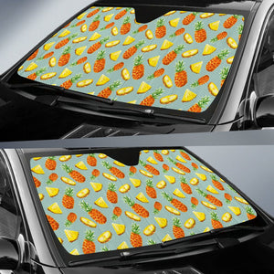 Watercolor Pineapple Pattern Print Car Sun Shade GearFrost