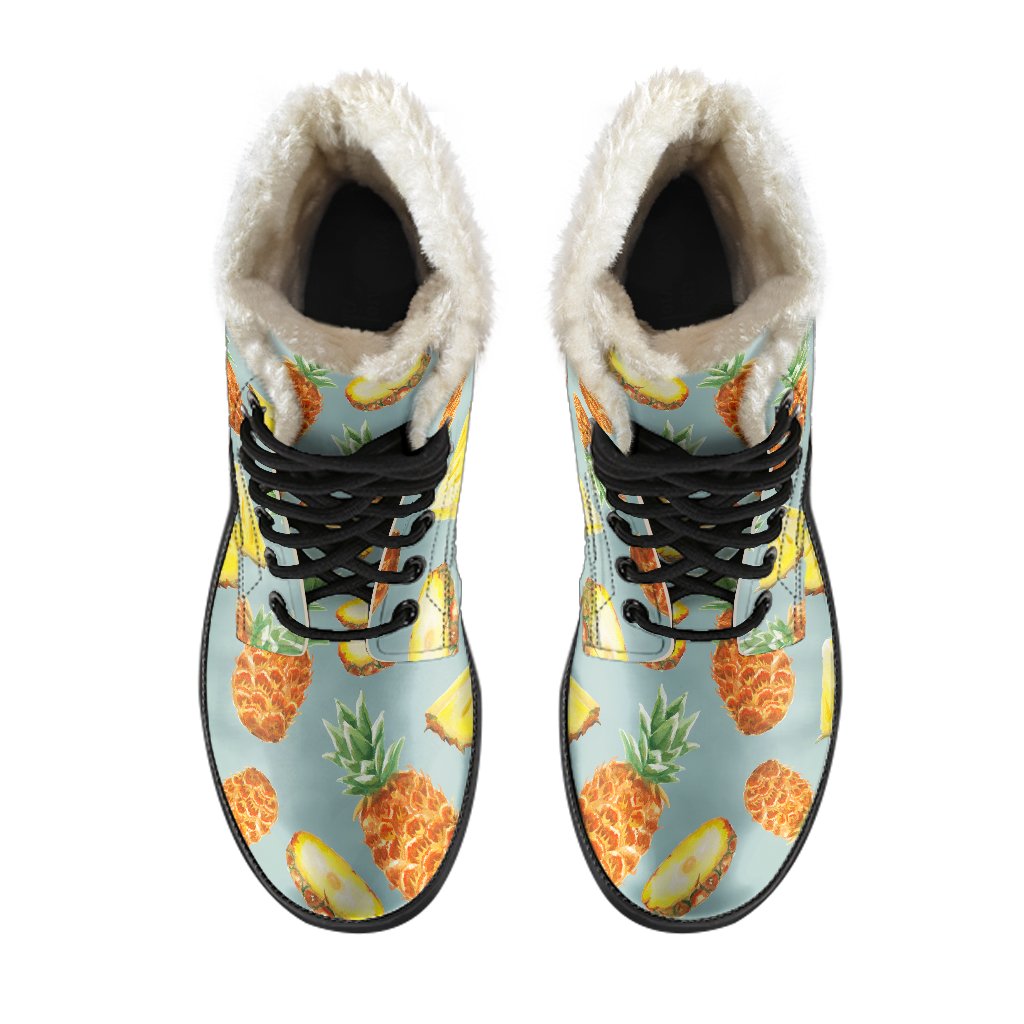 Watercolor Pineapple Pattern Print Comfy Boots GearFrost
