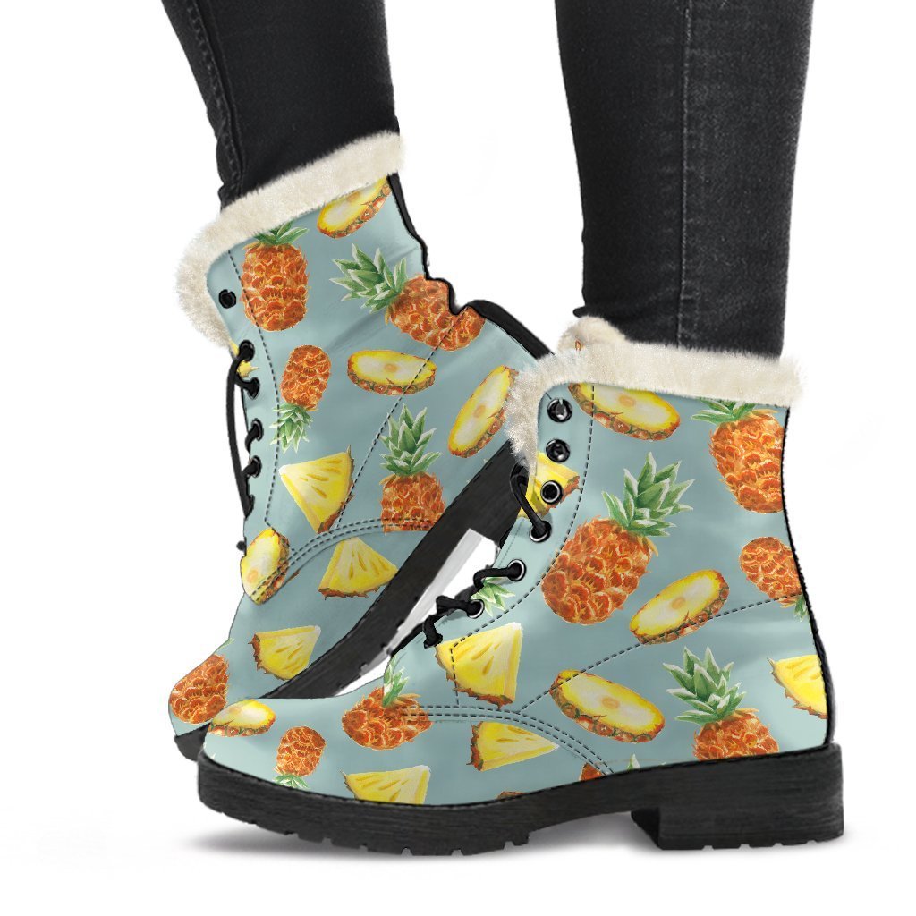 Watercolor Pineapple Pattern Print Comfy Boots GearFrost