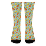 Watercolor Pineapple Pattern Print Crew Socks