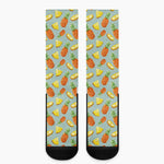 Watercolor Pineapple Pattern Print Crew Socks