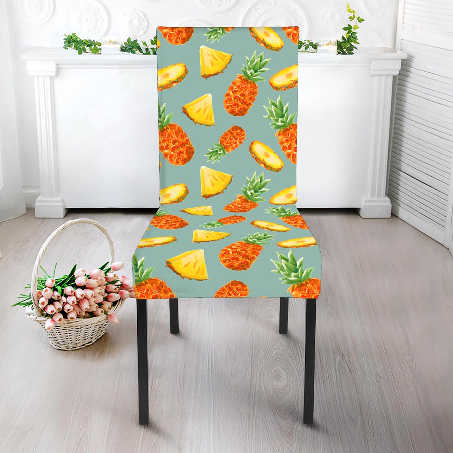 Watercolor Pineapple Pattern Print Dining Chair Slipcover