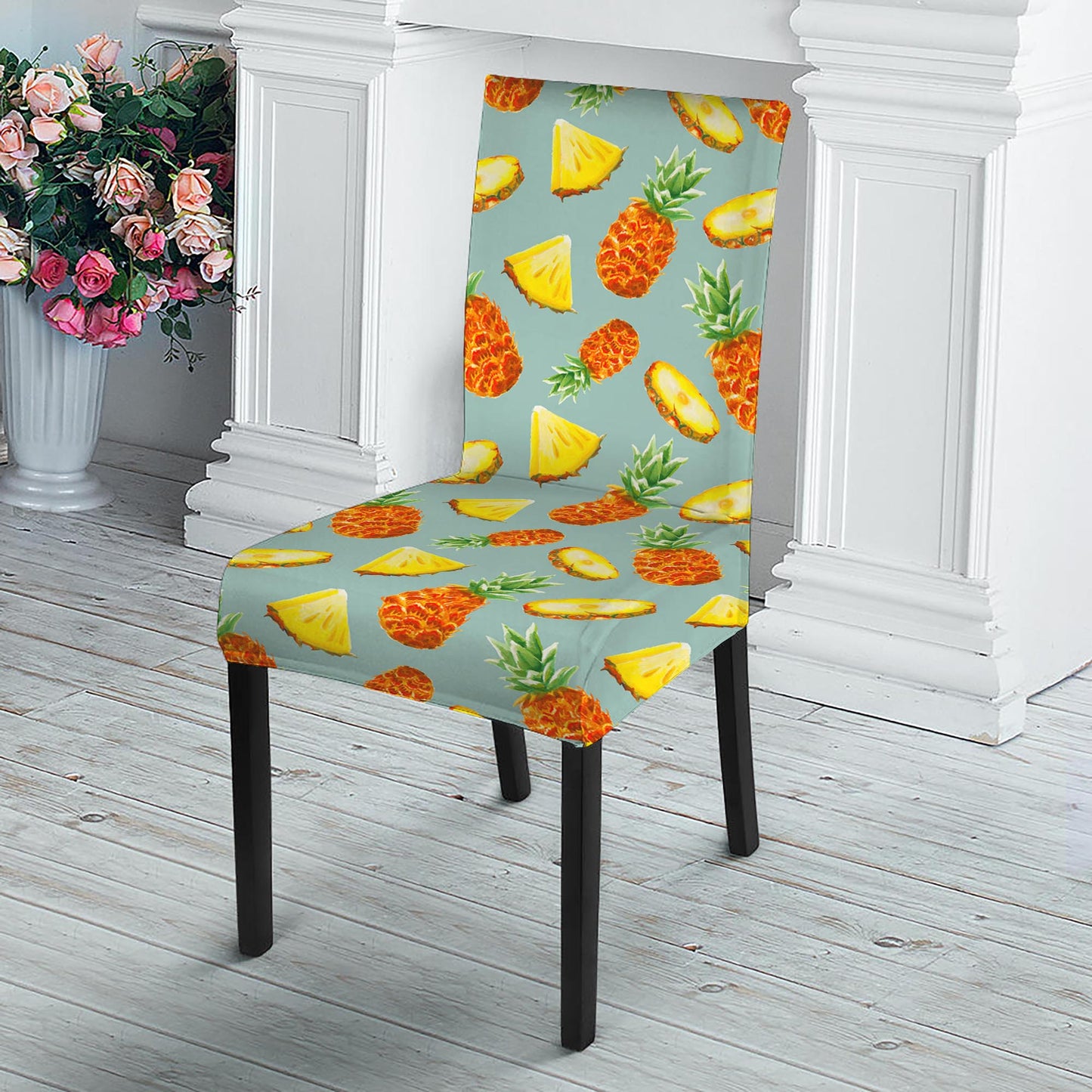 Watercolor Pineapple Pattern Print Dining Chair Slipcover