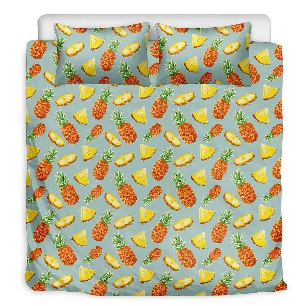 Watercolor Pineapple Pattern Print Duvet Cover Bedding Set