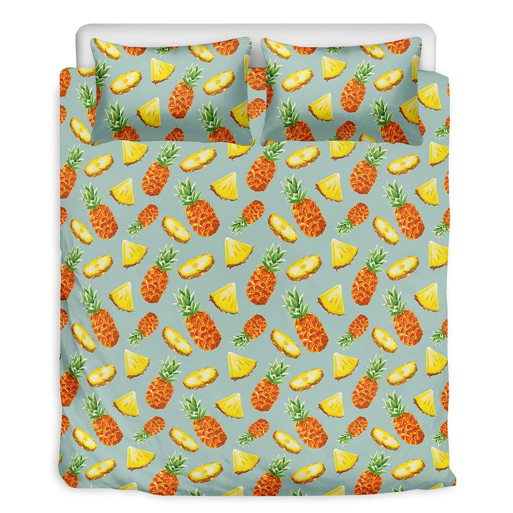 Watercolor Pineapple Pattern Print Duvet Cover Bedding Set