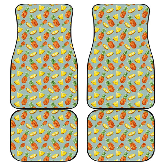 Watercolor Pineapple Pattern Print Front and Back Car Floor Mats