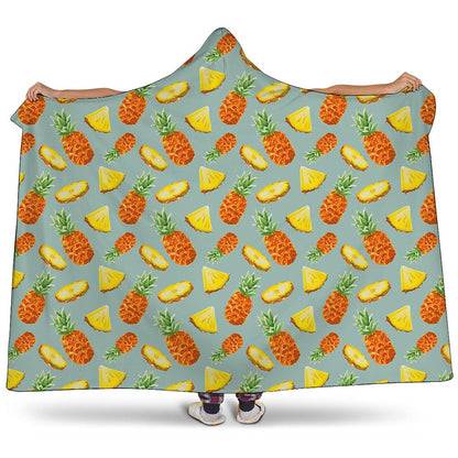Watercolor Pineapple Pattern Print Hooded Blanket
