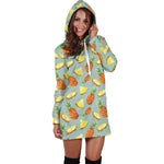 Watercolor Pineapple Pattern Print Hoodie Dress GearFrost