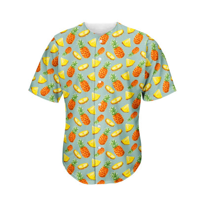 Watercolor Pineapple Pattern Print Men's Baseball Jersey