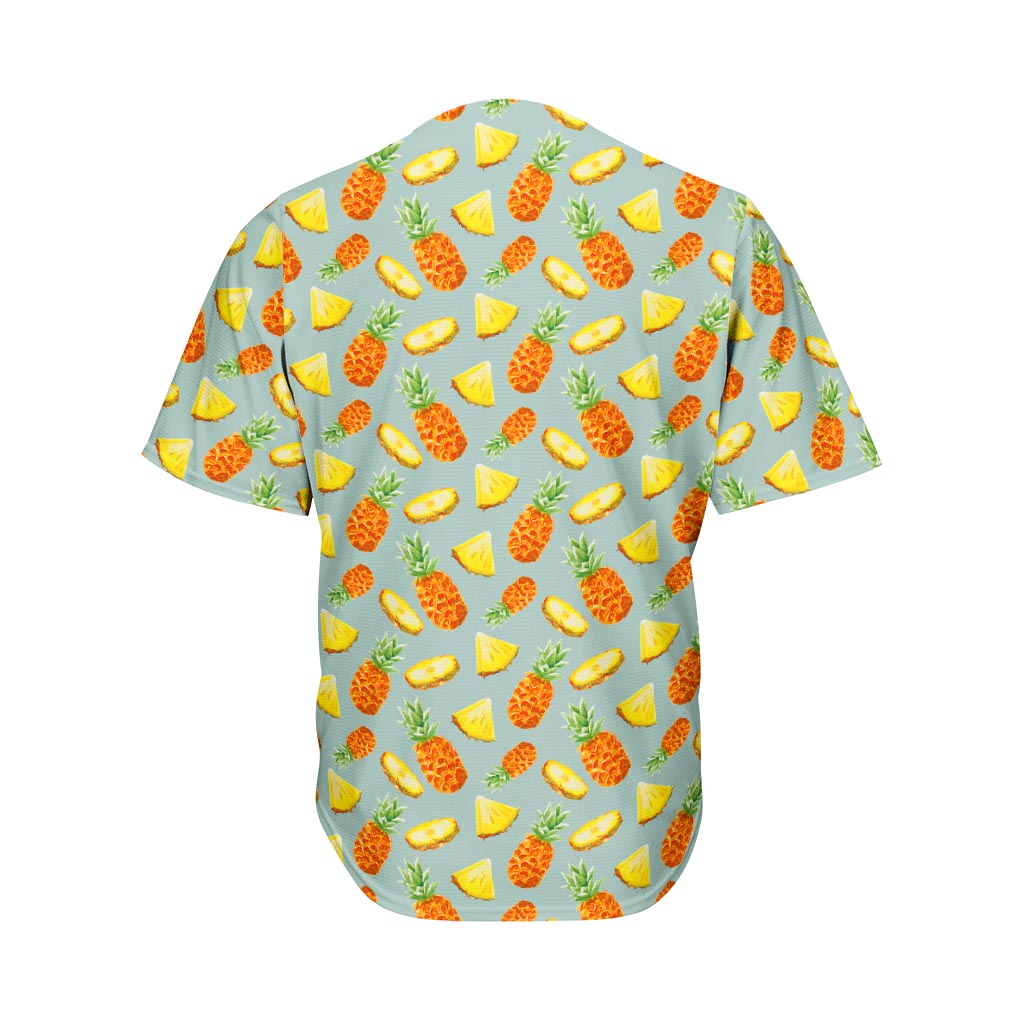 Watercolor Pineapple Pattern Print Men's Baseball Jersey