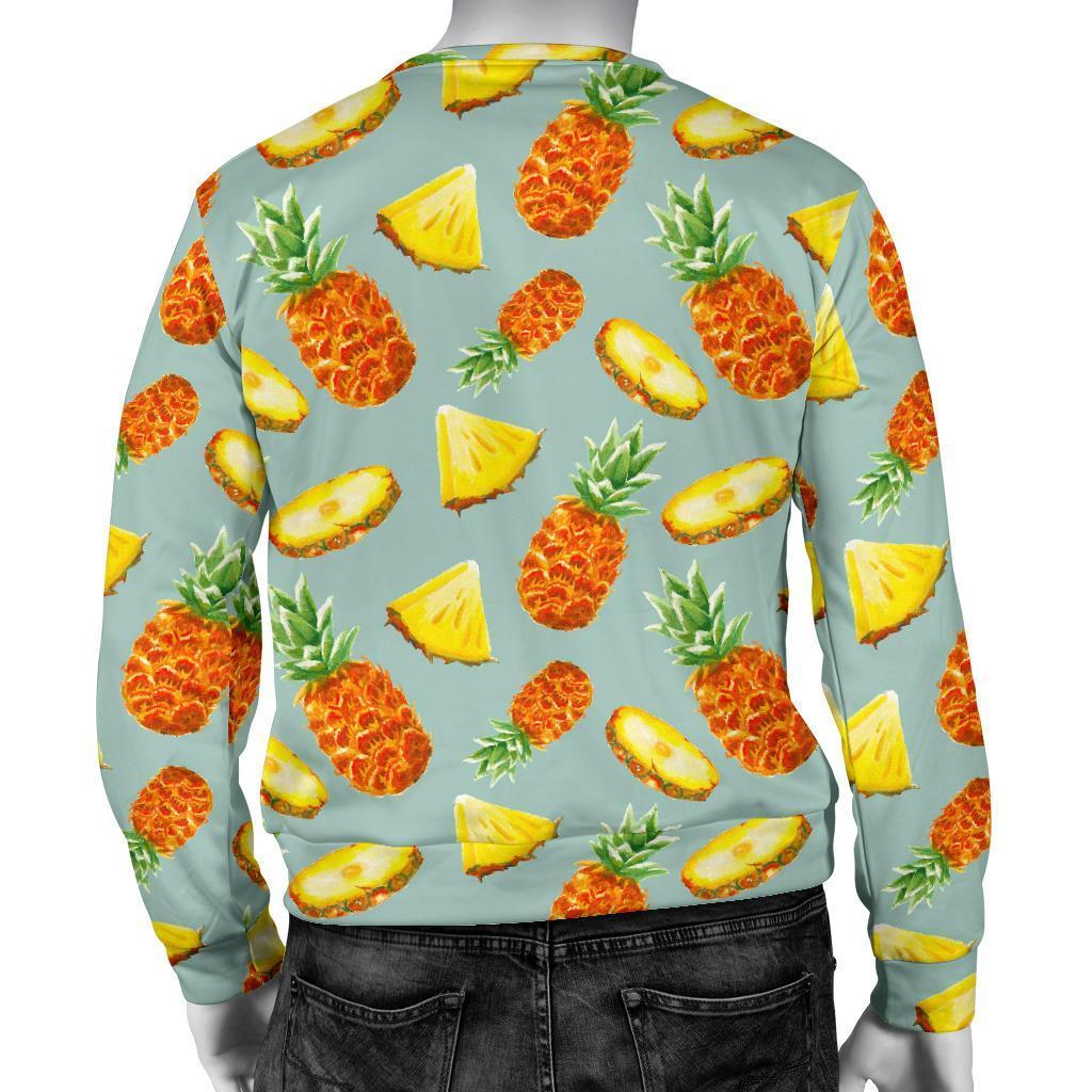 Watercolor Pineapple Pattern Print Men's Crewneck Sweatshirt GearFrost