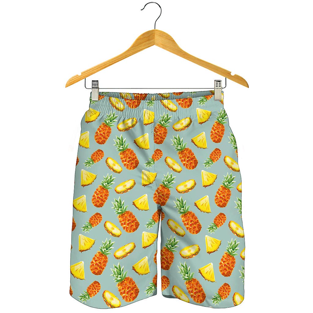 Watercolor Pineapple Pattern Print Men's Shorts