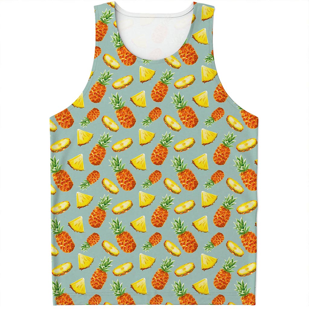 Watercolor Pineapple Pattern Print Men's Tank Top
