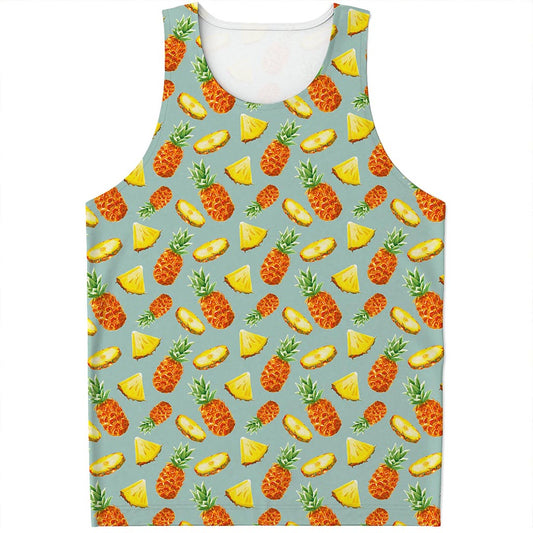 Watercolor Pineapple Pattern Print Men's Tank Top