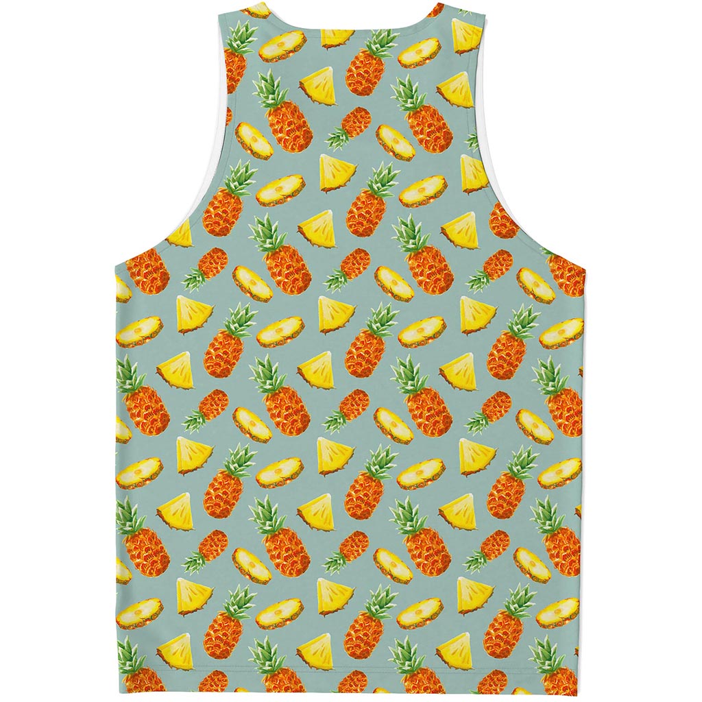 Watercolor Pineapple Pattern Print Men's Tank Top