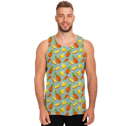 Watercolor Pineapple Pattern Print Men's Tank Top