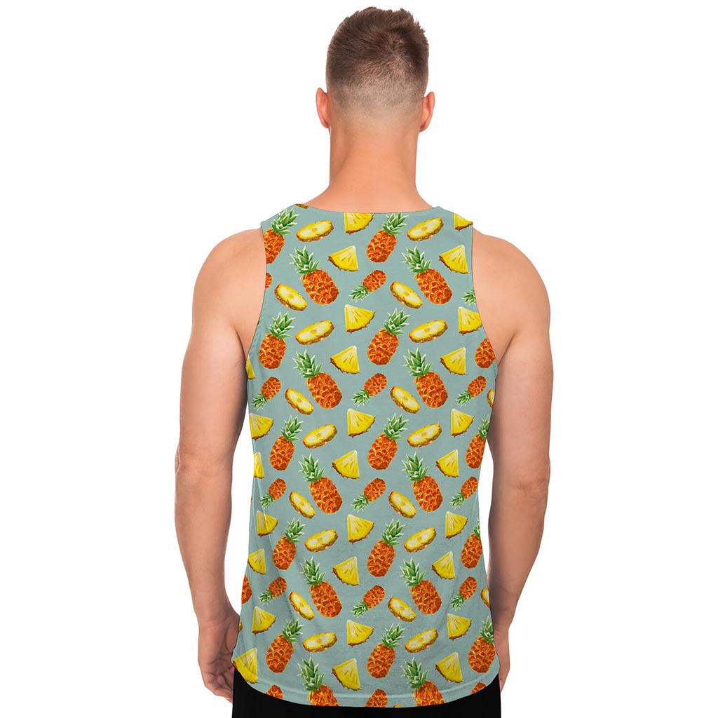 Watercolor Pineapple Pattern Print Men's Tank Top