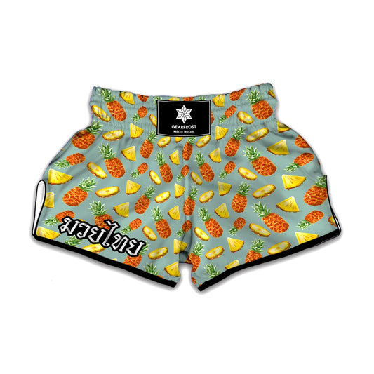Watercolor Pineapple Pattern Print Muay Thai Boxing Shorts