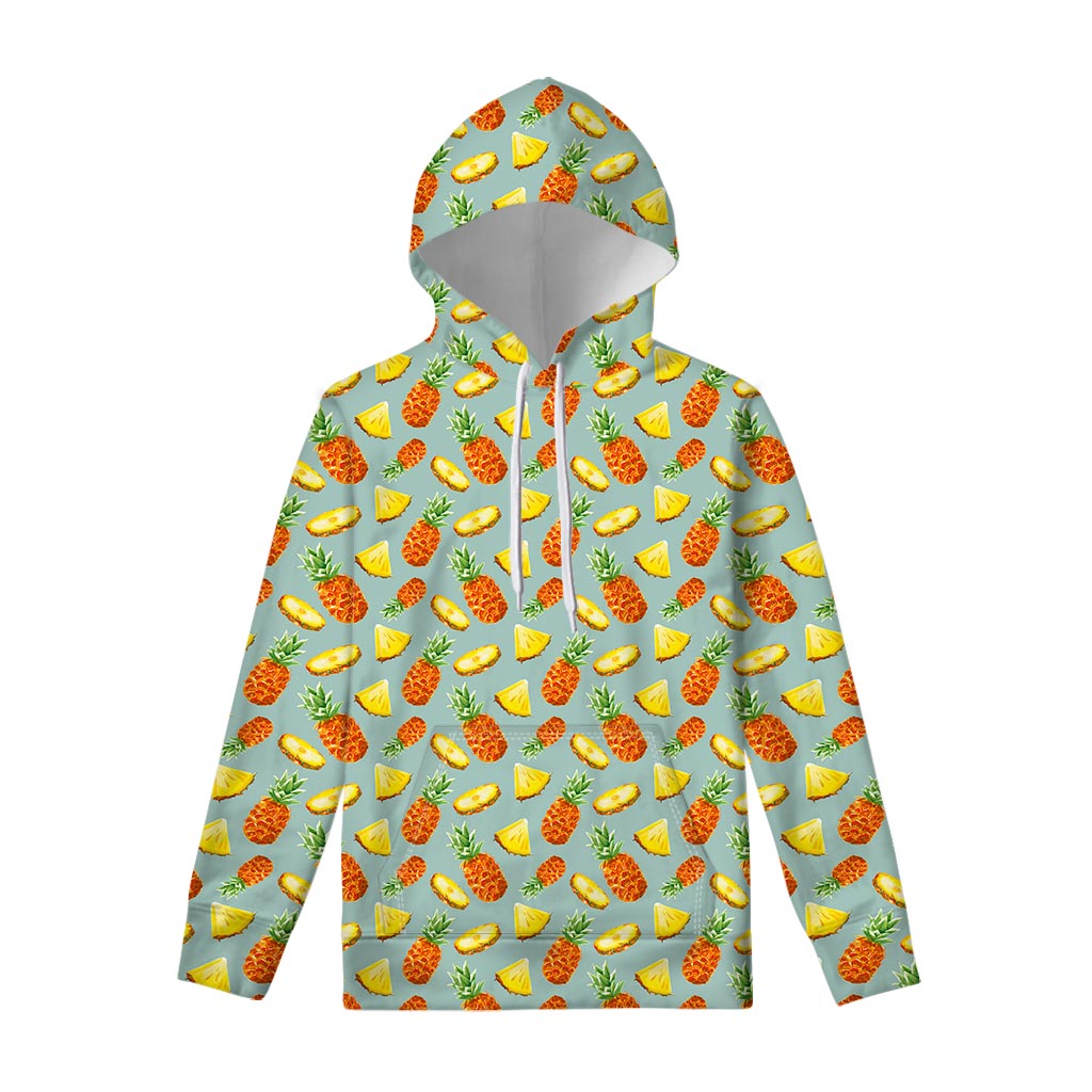 Watercolor Pineapple Pattern Print Pullover Hoodie