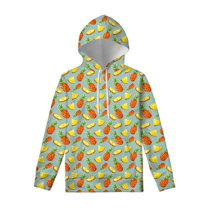 Watercolor Pineapple Pattern Print Pullover Hoodie