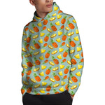 Watercolor Pineapple Pattern Print Pullover Hoodie