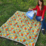 Watercolor Pineapple Pattern Print Quilt