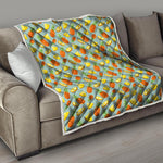 Watercolor Pineapple Pattern Print Quilt