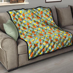 Watercolor Pineapple Pattern Print Quilt