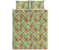 Watercolor Pineapple Pattern Print Quilt Bed Set