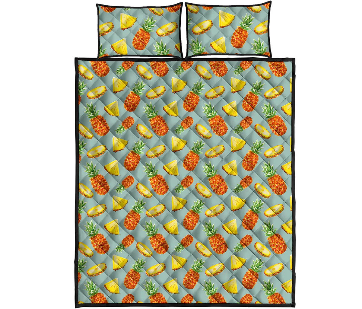 Watercolor Pineapple Pattern Print Quilt Bed Set
