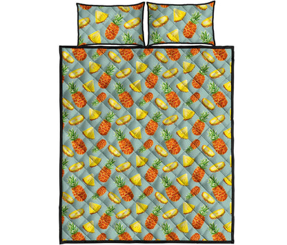 Watercolor Pineapple Pattern Print Quilt Bed Set