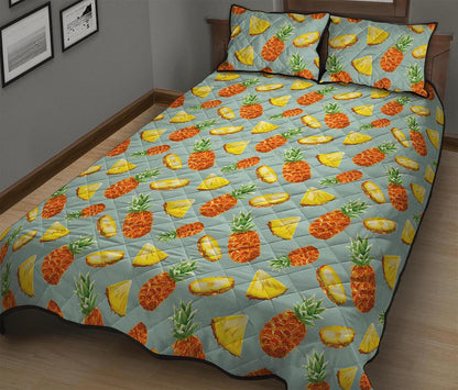 Watercolor Pineapple Pattern Print Quilt Bed Set