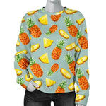 Watercolor Pineapple Pattern Print Women's Crewneck Sweatshirt GearFrost
