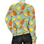 Watercolor Pineapple Pattern Print Women's Crewneck Sweatshirt GearFrost