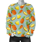 Watercolor Pineapple Pattern Print Women's Crewneck Sweatshirt GearFrost