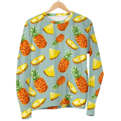 Watercolor Pineapple Pattern Print Women's Crewneck Sweatshirt GearFrost